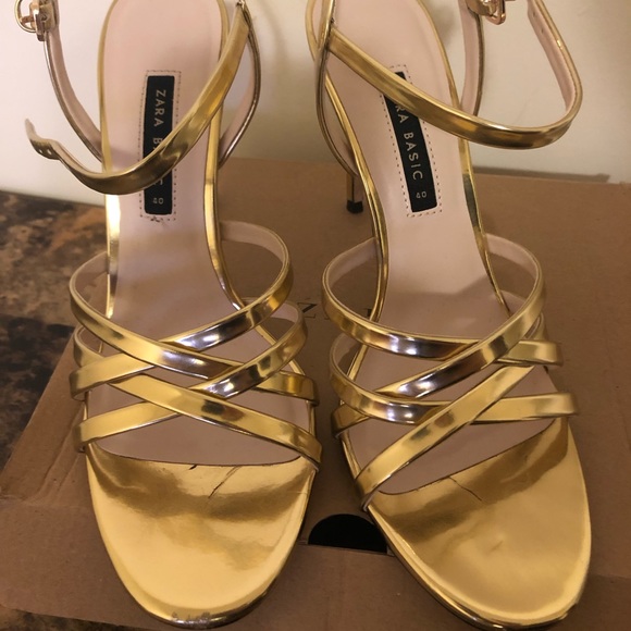 Zara Shoes - Zara gold sandals Size 9 EU size 40